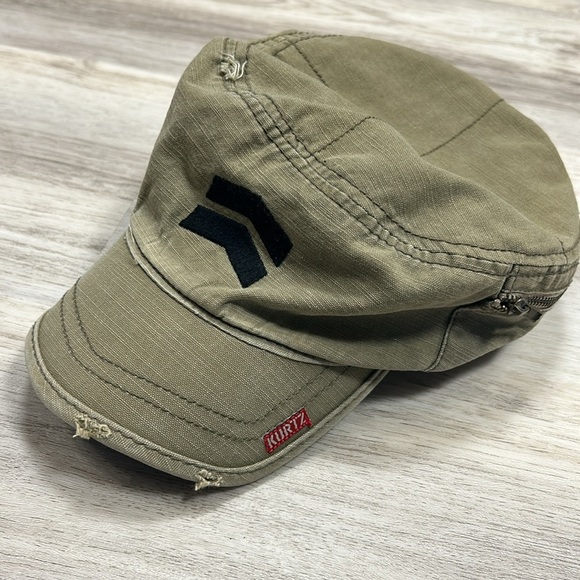 A. Kurtz Fritz Replica Military Cap / Y2K Utilitarian Style Hat / 100% Cotton L - Picture 1 of 9
